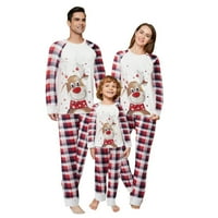 Porodica koja se podudara sa božićnim pidžamama, slatka elk spavaća odjeća dugih rukava i hlače za pantalone