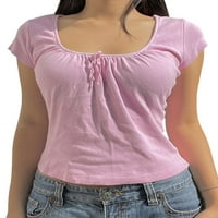 Arvbitana Ljetna ženska košulja kratkih rukava Slim Fit Crop Top Vintage Ispis estetska majica