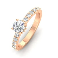 Sertifikovani 1.00ctw Diamond Solitaire zaručni prsten u 14K ruž zlatu