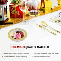 Yumchikel plastične posude, set od 50, zdjelice za jednokratnu upotrebu sa zlatnim čipkama TRIM China Look, vrhunske teške plastične posude za vjenčanje, zlatne posude Plastika za vjenčanje, angažman