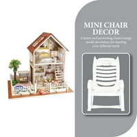 Kuća za lutke mini bijela stolica za plažu Pejzažni ukrasi minijaturni ukras