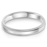 IOKA - 14K Čvrsto bijelo zlato Comfort Fit Milgrain Tradicionalni vjenčani prsten - veličina 9.5