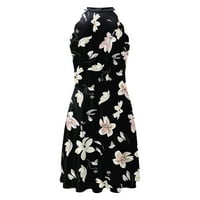 IOPQO Ljetna haljina Žene Line Haljina kratka mini haljina crna cvjetna rukava rušena proljetna proljeća
