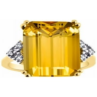 Nakit za žene 14k žuto zlato Emerald Cut Dramstone i originalni dijamantski prsten i odgovarajuća ogrlica