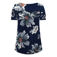 Ležerne majice kratkih rukava za žene Ljeto cvjetni ispisani vrekirani bluza pluta