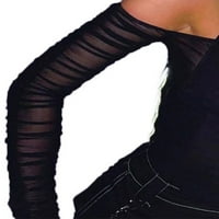 Lisenrain ženska mreža s dugim rukavima za patchwork gornji gornji dio V-izrez majica