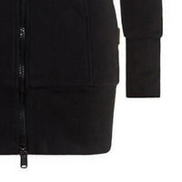 Ediodpoh Ženska modna jakna sa čvrstom kapuljačom Zipper džepni duks dukseva s dugim rukavima crna xxxxxl