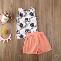 Canrulo Toddler Baby Boys Girls Flamingo Print bez rukava Ležerne prilike Hlače Outfits Narančasta 5-godina
