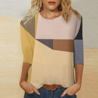 Žene tri četvrtine rukave majice geometrijske boje blokiranje boja