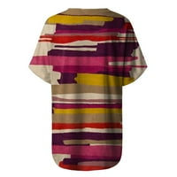 Žene Ljetne bluze Ženska V-izrez Kratki rukav Pulover Tunic Tops Modni Ležerne tipke T-majice Tee Purple