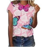 Ženski okrugli vrat Modni casual okrugli vrat kratki rukav butterfly bluza za ispis 2xl