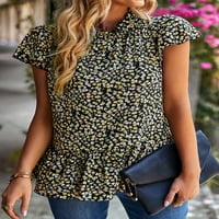 Ženska cvjetna rukava s kratkim rukavima na kratkim rukavima okrugli vrat casual bluze