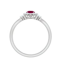 CT okrugli rubin prsten sa dijamantom za žene, srebrna srebra, SAD 13.00