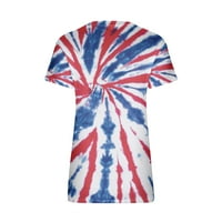 Ženski vrhovi Ljetno čišćenje Dan Neovisnosti Summer Striped Stars Flag Print T-Majice Trendy V izrez