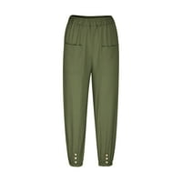 Crne pantalone za žene casual hlače visoke struke, ležerna potplata vojske u boji zelene veličine s