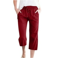Žene Capris Plus Veličina sa džepovima Moda Žene Ležerne prilike pune boje elastične labave hlače Ravne