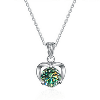 Ogrlice od srca za žene, 1ct Moissanite Diamond ogrlica, D boja VVS plave zelene ružičaste moissanske