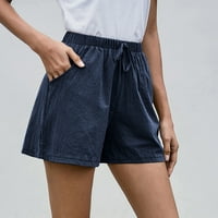 PBNBP Ženske kratke hlače za kratke hlače Ljetni elastični struk povremeni lagani sa džepovima