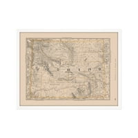 Wyoming Map Poster - Uokvirena Vintage Wyoming Mapa - Obnovljena Wyoming State Map Print - History Karta