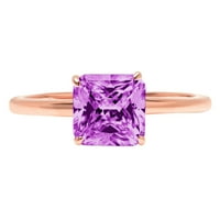1.5ct Asscher Cut Purple Simulirani Alexandrit 14K ružičasti ružičasti Gold Graving Izjava Godišnji angažman vjenčani prsten veličine 4,25
