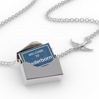 Ogrlica s bloketom Znak Dobrodošli u Paderborn u srebrnom kovertu Neonblond