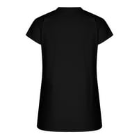 Wandatree Womens Ljeto pamučno posteljina na vrhovima labavog fit trendi gumba V izrez T majice s kratkim