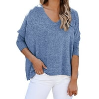 Ženske prevelike majice V izrez košulja s dugim rukavima Slouchy pulover Jumper vrhovi