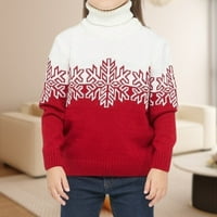 Bxingsftys Božićni koji odgovara porodičnim džemperi Kontrastni pleteni džemper Xmas podudaranje