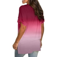Buigttklop Nema granica Ženske vrhove Čišćenje modne gradijentne ispisane bluze V-izrez kratki rukav