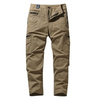 Kakina s hlače za muškarce čišćenje muškaraca čvrsti povremeni modni gumb-zip multi-džepne ravne teretne