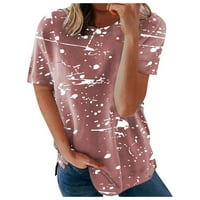 Hanas vrhovi ženske casual kratkih rukava tiskane boje podudaranja košulja Top bluzen Pink xxxxxl
