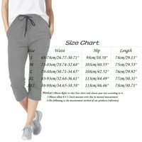 Ženske rastezljive casual pantalone, džepovi od čvrstih boja elastične hlače struk srednje duge dužine
