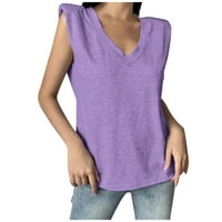 Puna bluza bez rukava Ležerne prilike V-izrez Moda za žene Purple 2xL