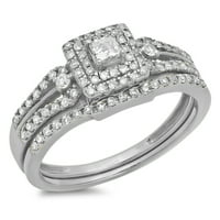 Dazzlingrock kolekcija 0. Carat 10k Round & Princess Diamond Dame Bridal Angažman prsten podudaranje