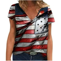 ERSAZI Dnevni pregled neovisnosti 4. jula Modna žena kauzalni V-izrez Vintage Love Ispis bluza Majica