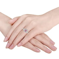 Carat 10k bijeli zlatni ružičasti turmalin i dijamantski vintage halo zaručni prsten za žene - idealan