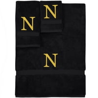 Monogramd set ručnika, personalizirani poklon, set 3- Gold blok slova vezeni ručnik - dodatni upijajući
