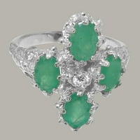 Britanci napravio 18k bijeli zlatni kubični cirkonijski i smaragdni ženski zaručni prsten - veličine