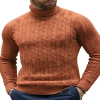 Mrrootc opružni pleteni tkanini pulover pulover pune boje kotrljasti vrat Ležerni džemper