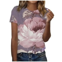 Ljetna ušteda! Tofotl Womens Tops Ljeto kratkih rukava Majice Moda cvjetna print Crewneck Pulover udobne