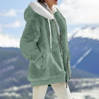 Sksloeg Ženska jakna s kapuljačom Zimska jakna od runa s kapuljačom patchwork kardigan kaputi prevelizirani