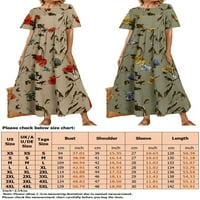 Sanviglor Women dugi haljina kratki rukav ljetni plažni suncobran cvjetni print maxi haljine kaftan