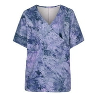 Rollbacks Women Moda Plus Veličina majica Tie Dye kratki rukav V-izrez Gradijent boja Bluza Pleased