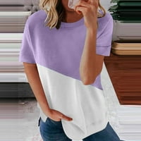 Ženska ležerna Seksi modna ljetna majica okruglog vrata tiskani kratkih rukava Bluza ljubičasta XL