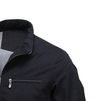Cacommmark PI muški kaputi i jakne za čišćenje muških čvrstih boja stand-up collar patentni zatvarač,