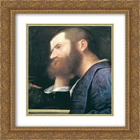 Titian Matted Gold Ornate uokvirena umjetnička štampa 'Portret Aretinoa'