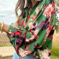 Žene Ležerne prilike Boho Fashion Loose Print V izrez Dugi rukav Na vrhu Lames Bluzes Ispisane košulje