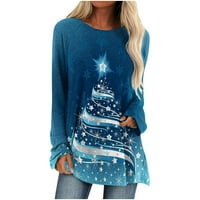 Božićni pulover za žene Crewneck majice s dugim rukavima Meka bluza Sparično božićne mashirts Dressingy