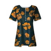 Sksloeg dame vrhovi i bluze cvjetni ispis Sakrij trbušni tunički majica kratkih rukava dugačka dugačka