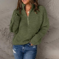 Ženski džemper za Kint s dugim rukavima Zip Pulover Turtleneck za vrhove pulover